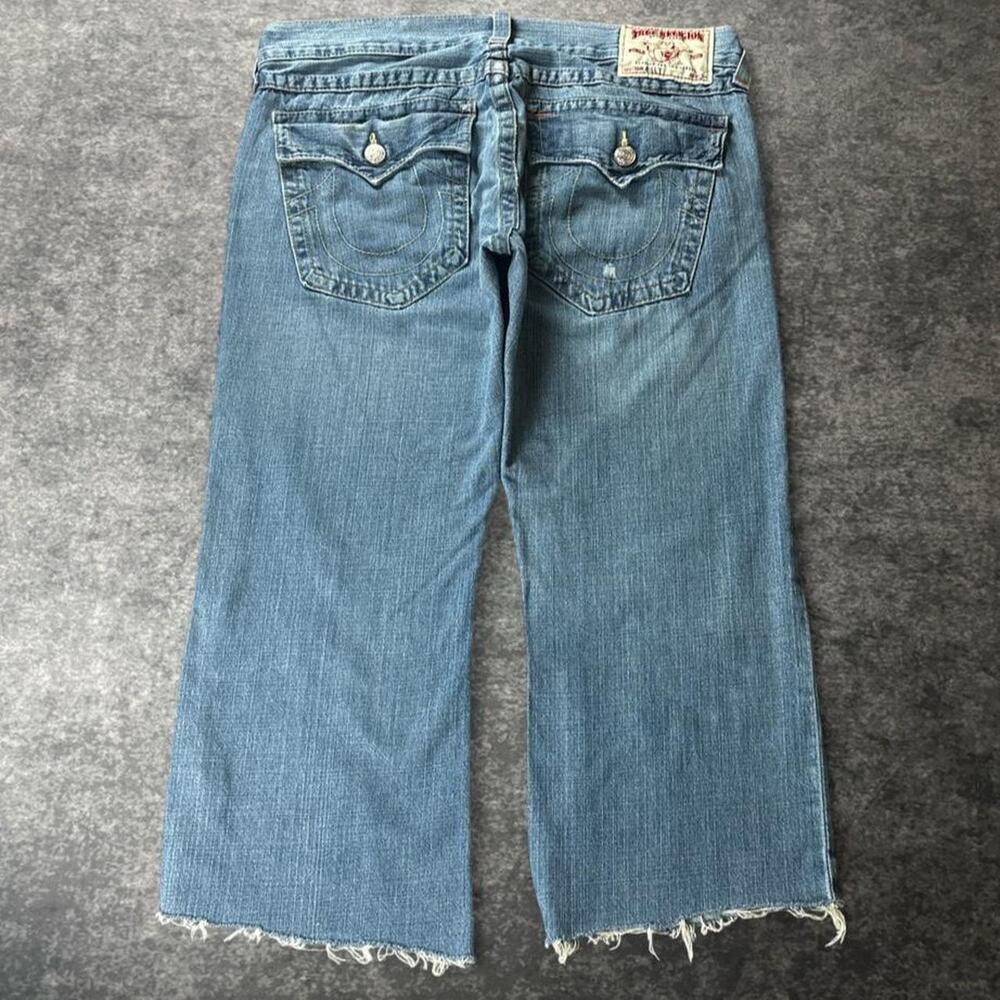 Vintage Y2K True Religion Billy Men’s Jeans World Tour Distressed Raw Hem Denim